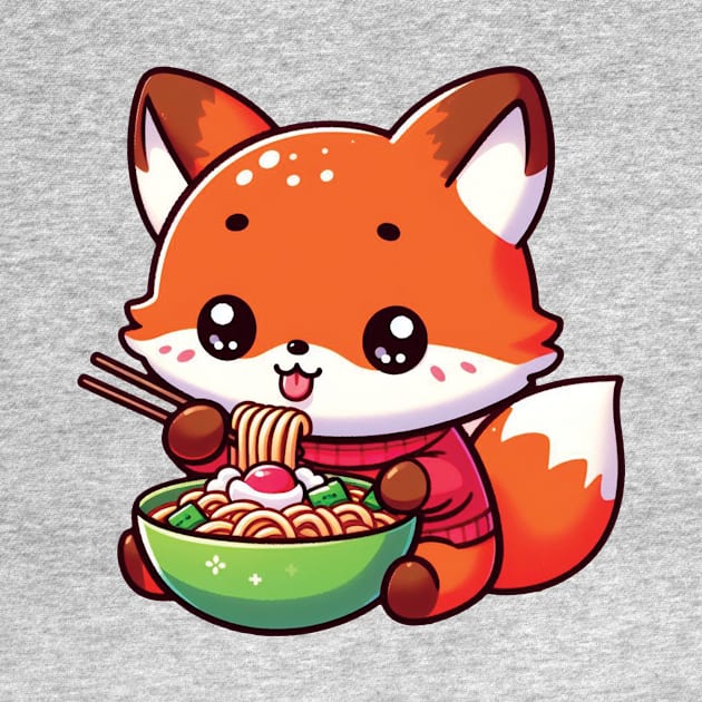 Fox eating ramen by blue-koala